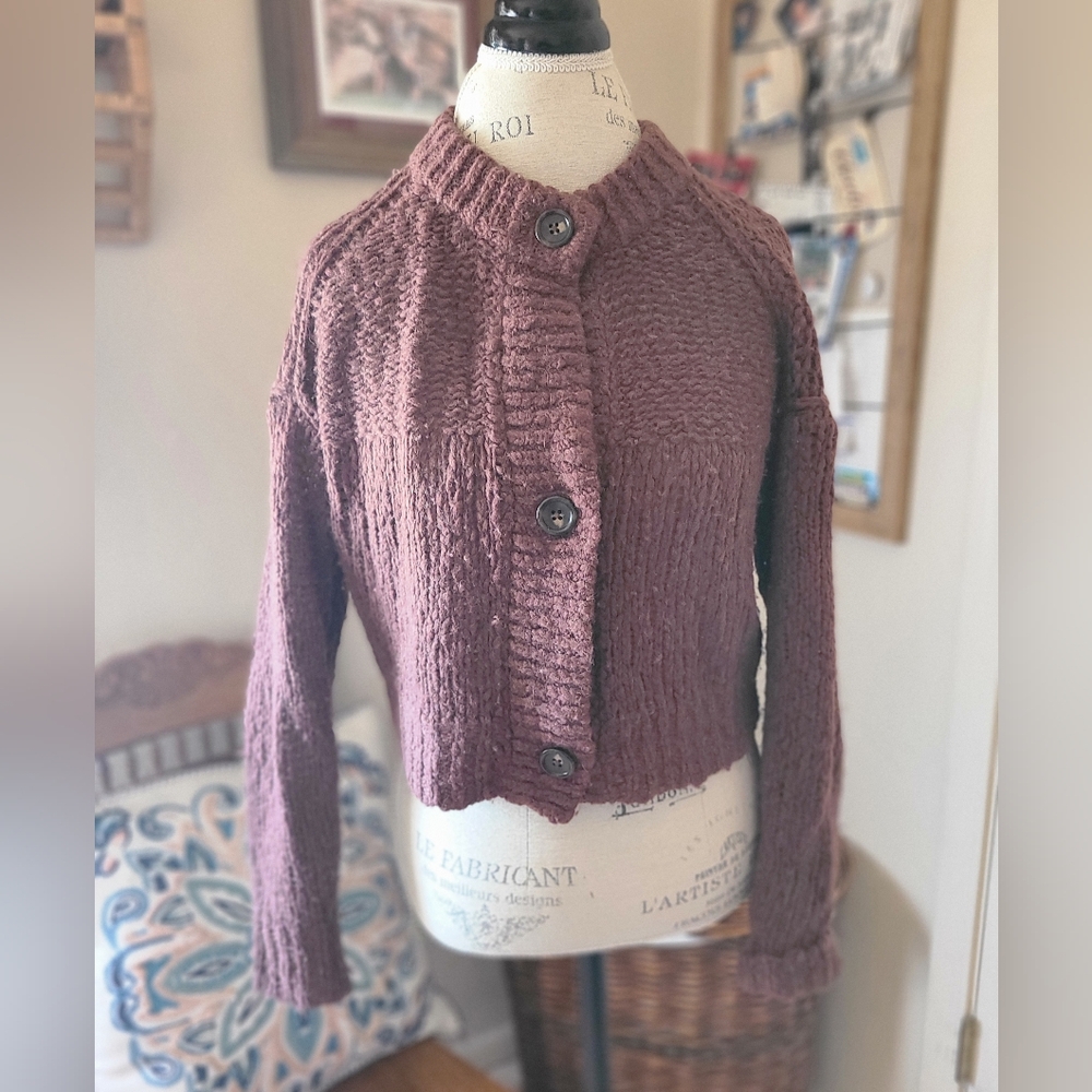 Everlane chocolate brown wool and alpaca loft knit cardigan size xs